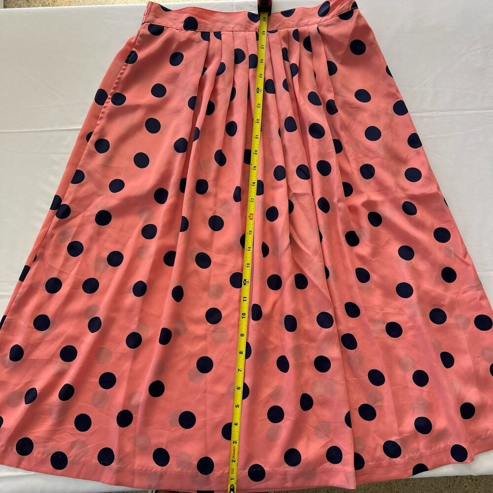 Vintage Russ Petites, Peach & Navy Blue,Polka Dot Skirt, Size 12, feel like aM/L - Picture 2 of 8